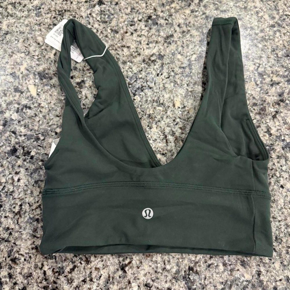 Lululemon Align V-Neck Bra Light Support A/B Cup Legacy Green LW2DPNS Size 2